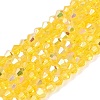 AB Color Plated Transparent Glass Beads Strands GLAA-G127-01M-1