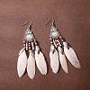 Bohemian Blue Feather Tassel Earrings Vintage Style Unique Long Earrings LW7993-8-1