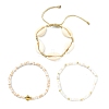 3Pcs 3 Styles Natural Mixed Cowrie Shell Beads Adjustable Bracelets BJEW-JB13915-2