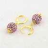 Dangling Round Ball Resin Rhinestone Earrings EJEW-J080-27G-2