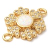 Rack Plating Brass Micro Pave Clear Cubic Zirconia Snowflake Links Connector Charms KK-K385-085G-2