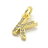 Letter Brass Micro Pave Clear Cubic Zirconia Pendants KK-K354-06G-K-2