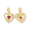 Heart Brass Micro Pave Cubic Zirconia European Dangle Charms OPDL-L023-001G-2