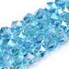 Electroplate Transparent Glass Beads Strands X-EGLA-T019-06G-1