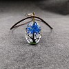 Alloy Wire Wrapped Oval Glass Inner Dried Flower Tree Pendant Waxed Cord Necklaces for Women FS-WG6B63C-12-1