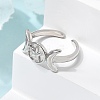 Brass Open Cuff Rings for Women RJEW-K322-01P-3