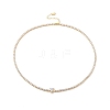 Clear Cubic Zirconia Heart Pendant Necklace with Tennis Chains NJEW-E042-02G-1