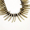 Bohemian Natural Coconut Triangle & Rondelle Wood Beaded Cotton Cord Bib Necklaces FS-WG1FFFB-01-4