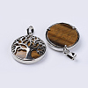 Natural Tiger Eye Pendants G-P350-D08-2