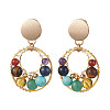 7 Chakra Round Gemstone Dangle Earrings EJEW-TA00508-1