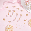 6 Pairs 3 Style Flower Brass Cubic Zirconia Stud Earring Findings KK-CN0003-19-4