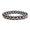 Silver Plate Non-magnetic Synthetic Hematite Round Beads Stretch Bracelets BJEW-PH0001-8mm-21-2
