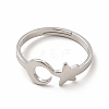 Non-Tarnish 304 Stainless Steel Star and Moon Adjustable Ring for Women RJEW-B027-15P-2