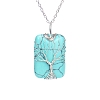 Synthetic Turquoise Pendant Necklace with Brass Cable Chains PW23042505808-1