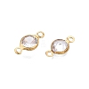 Brass Clear Cubic Zirconia Connector Charms KK-T070-07C-A-2