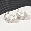 Brass Micro Pave Cubic Zirconia Stud Earrings for Women KK-CBA760A-08P-2