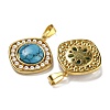 Ion Plating(IP) 304 Stainless Steel Pave Synthetic Turquoise Pendants STAS-U024-16G-04-2