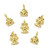 6Pcs 2 Styles Ferris Wheel & Castle Brass Micro Pave Cubic Zirconia Pendants KK-CJ0005-74-8