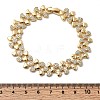 Heart Brass Micro Pave Clear Cubic Zirconia Link Chain Bracelets BJEW-C130-01G-5
