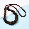 Natural Amber Disc and Rice Graduated Beaded Necklaces NJEW-T019-08-1
