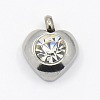 201 Stainless Steel Rhinestone Heart Charm Pendants RB-M030-05J-1