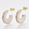 Brass Micro Pave Cubic Zirconia Crescent Moon Stud Earrings EJEW-N011-01F-1