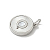 Brass Pave Natural Shell Flat Round with Letter Charms KK-Z115-13P-Q-2