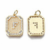 Brass Micro Pave Clear Cubic Zirconia Pendants KK-S356-234F-G-NF-2