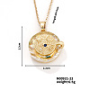 Vintage Sparkling Rhinestone Flat Round Pendant Necklaces LY7833-1-1