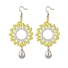 Brass Glass Beads Dangle Earrings EJEW-MZ00764-03-2