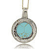 Flat Round Synthetic Turquoise Pendants G-D584-03-2