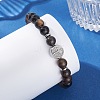 Round Natural Black Onyx Beads Stretch Bracelets BJEW-JB13665-2