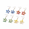 Glass Braided Star Dangle Earrings EJEW-JE04897-1