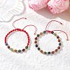 2Pcs Adjustable Natural Green Jade Imitation Tourmaline & Brass Beads Braided Bead Bracelets for Women BJEW-JB13542-02-1