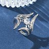 Brass Micro Pave Cubic Zirconia Cuff Open Rings for Women RJEW-L343-09P-01-1