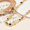 Brass Colorful Cubic Zirconia Cup Chain Oval & Rectangle Necklaces for Women NJEW-M079-05G-3