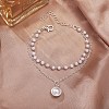 Double Layer Alloy with Plastic Pearl Pendant Necklaces for Women WG5D178-04-1