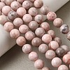 Natural Pink Zebra Jasper Round Bead Strands G-E334-8mm-11-12