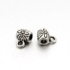 Tibetan Style Alloy Barrel Carved Flower Bail Beads TIBEB-O004-49-1