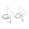 Butterfly Glass Beads Dangle Earrings for Girl Women EJEW-JE04657-01-4