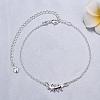 Delicate Silver Plated Brass Cubic Zirconia Leaf Anklets AJEW-BB05223-B-3