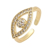 Rack Plating Brass Micro Pave Clear Cubic Zirconia Cuff Finger Rings for Women RJEW-M028-72G-4