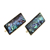 304 Stainless Steel Pave Natural Paua Shell Stud Earring Findings STAS-Z125-04G-2
