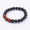 Lava Rock Beaded Stretch Bracelets BJEW-P162-01B-1