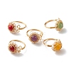 Natural Mixed Gemstone Finger Rings for Girl Women RJEW-TA00012-1