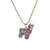 Alloy Colorful Rhinestone Pendant Necklaces for Kid FS-WG8D677-01-2