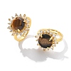 Sunflower Natural Tiger Eye Finger Rings RJEW-B113-03G-04-4