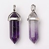 Natural Amethyst Double Terminated Pointed Pendants X-G-F295-05C-2