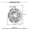 304 Stainless Steel Micro Pave Clear Cubic Zirconia Pendants CU-OY002-22P-01-2