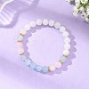 8MM Round Natural Rainbow Moonstone & Dyed White Jade & Madagascar Rose Quartz Beaded Stretch Bracelets BJEW-JB14489-1